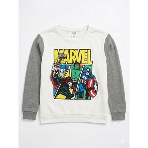 Marvel Avengers Graphic Sweatshirt White Gray Pullover Medium